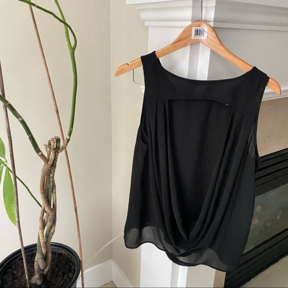 Naked Zebra Black Open Back Scoopneck Tank Top Blouse - Picture 3 of 5